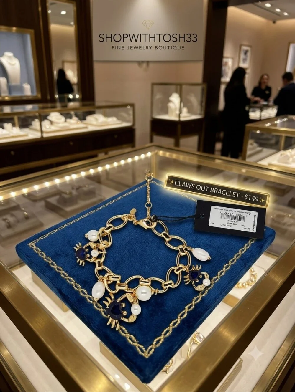 Kate Spade Crab Gold Bracelet with Blue and White Accents - Picture 3 of 11